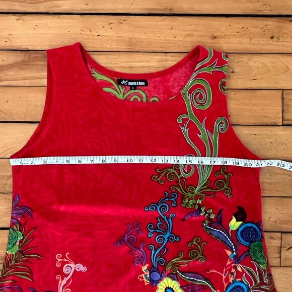 Leopards & Roses Boho Floral Embroidered Tunic, Size Large - Picture 7 of 7